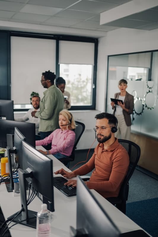 A team of customer service operators