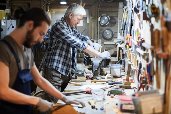 Two men working in a workshop