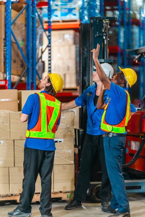 Temporary staff in logistics warehouse
