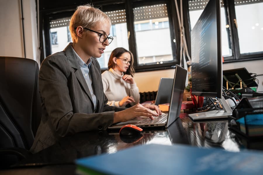 Customer service team in modern office