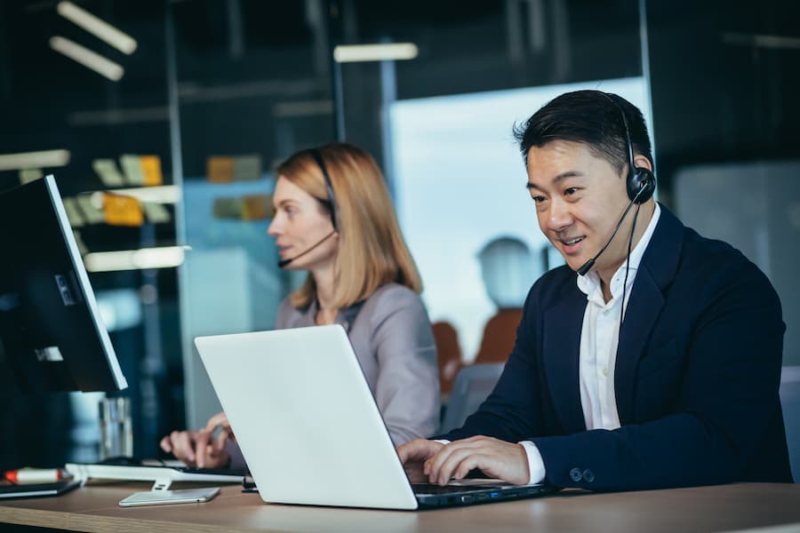 A sales representative on the phone