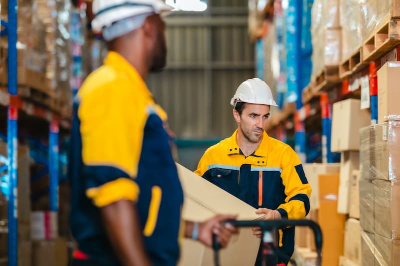 Logistics workers handling packages
