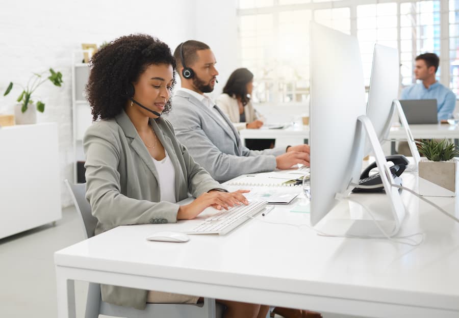 Temporary staff in customer service modern office