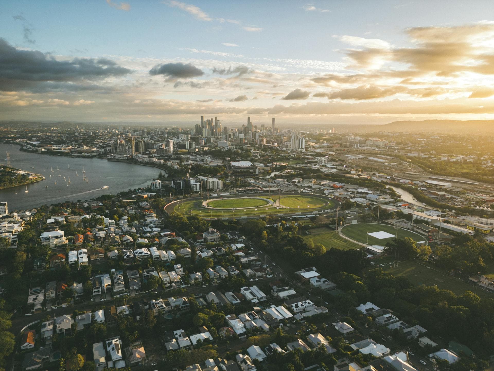 Brisbane city view at sunset