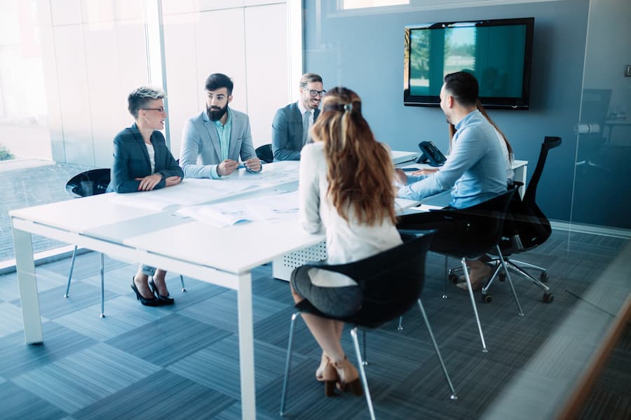Business Meeting Collaboration in a Modern Office