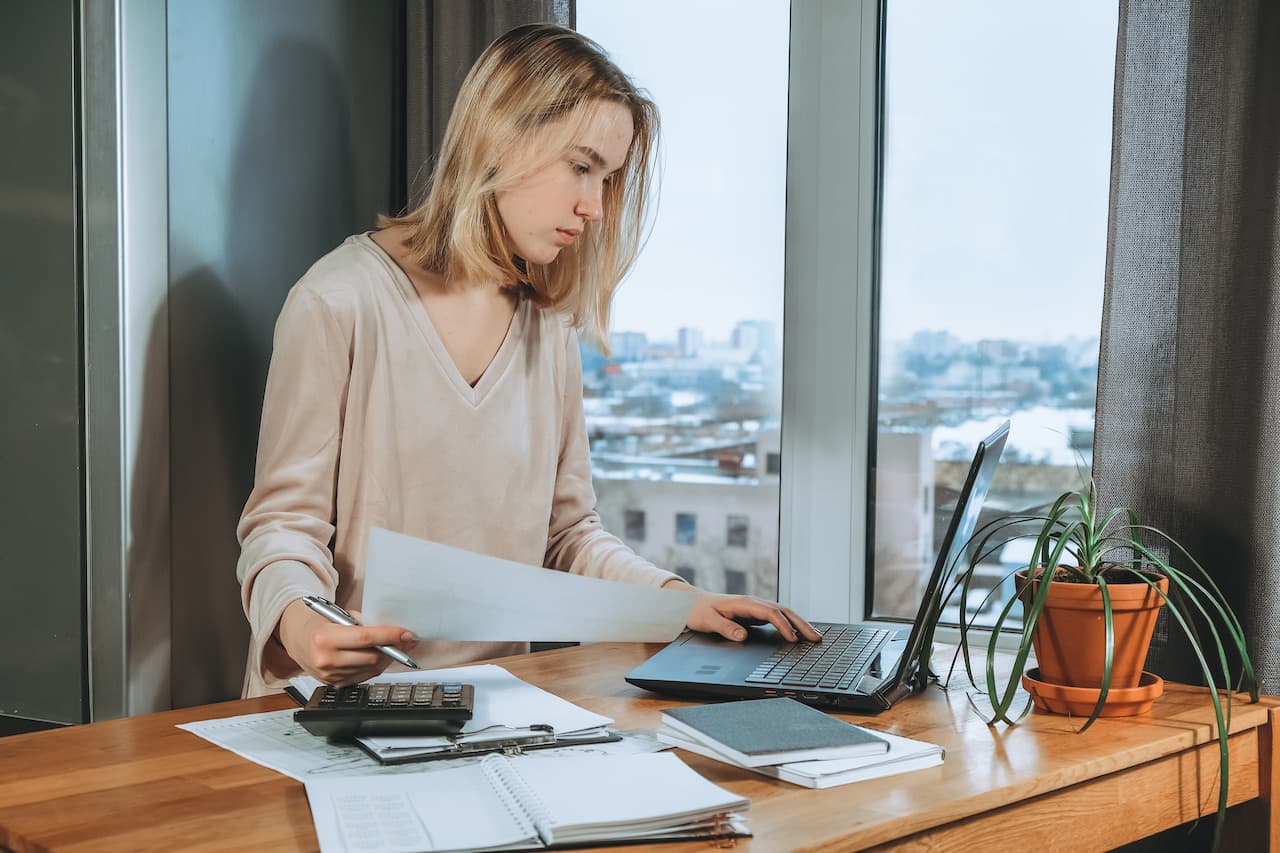 Accounts Payable officer working at her desk