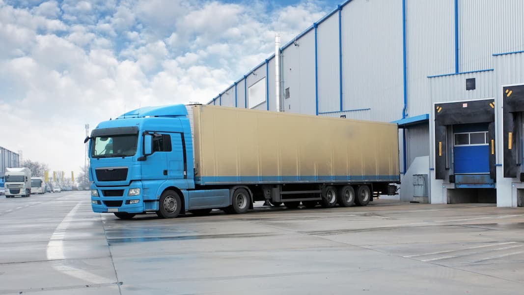 Delivery truck at warehouse docks
