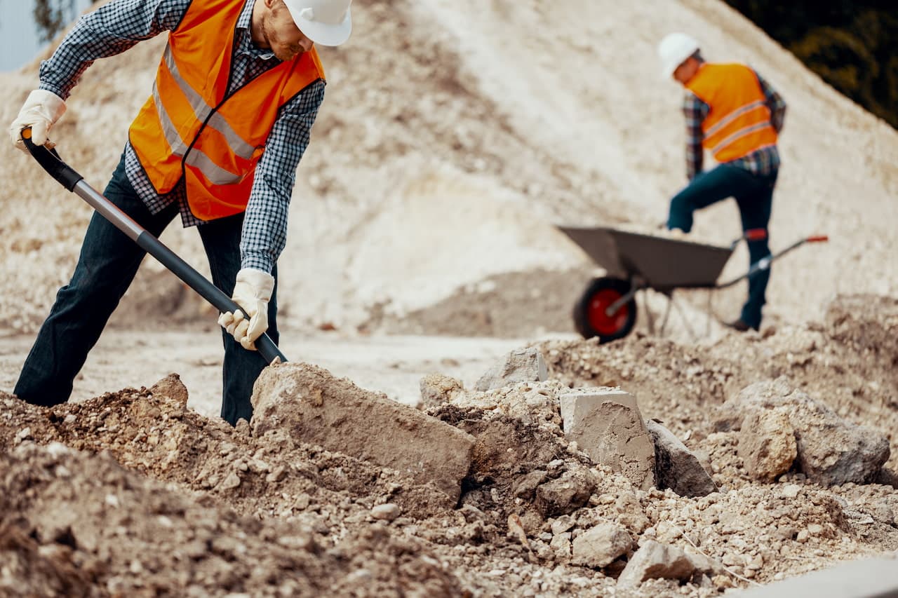 Construction Workers Operating at an Outdoor Job Site
