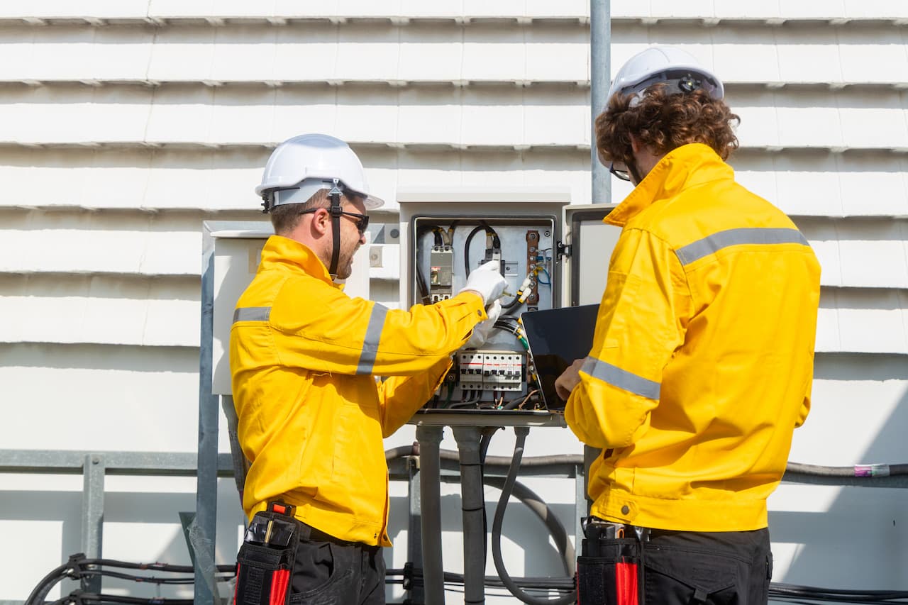 Electrical Engineers Working on a Panel Box