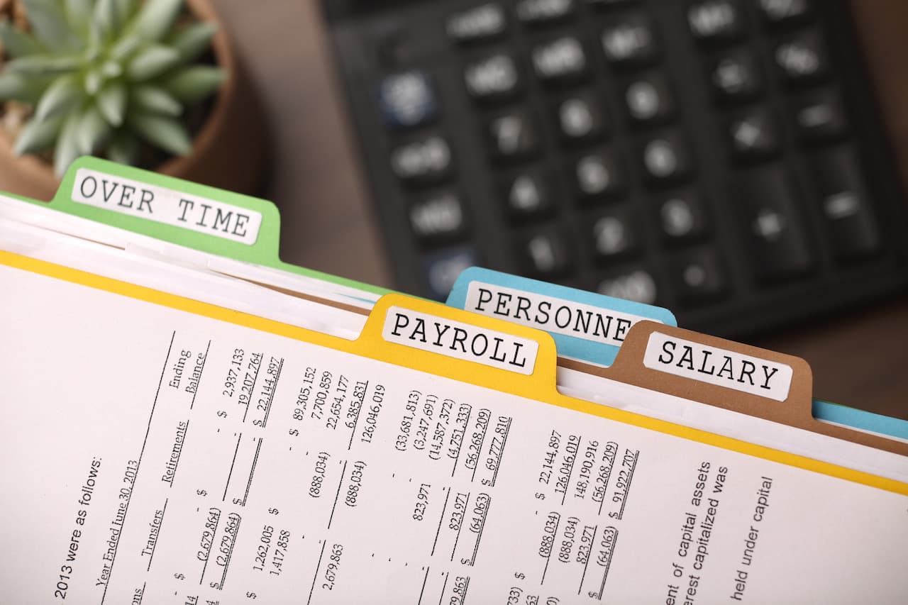 Financial Documents with Payroll and Salary Tabs