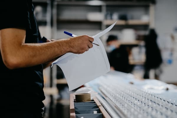 Man working in blinds manufacturing factory