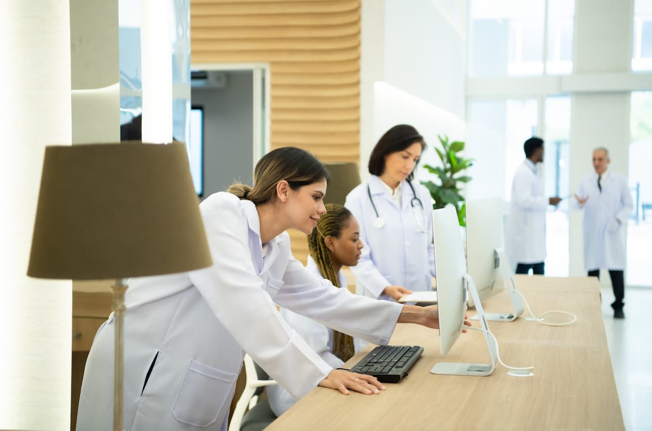 Medical receptionists at a private medical clinic
