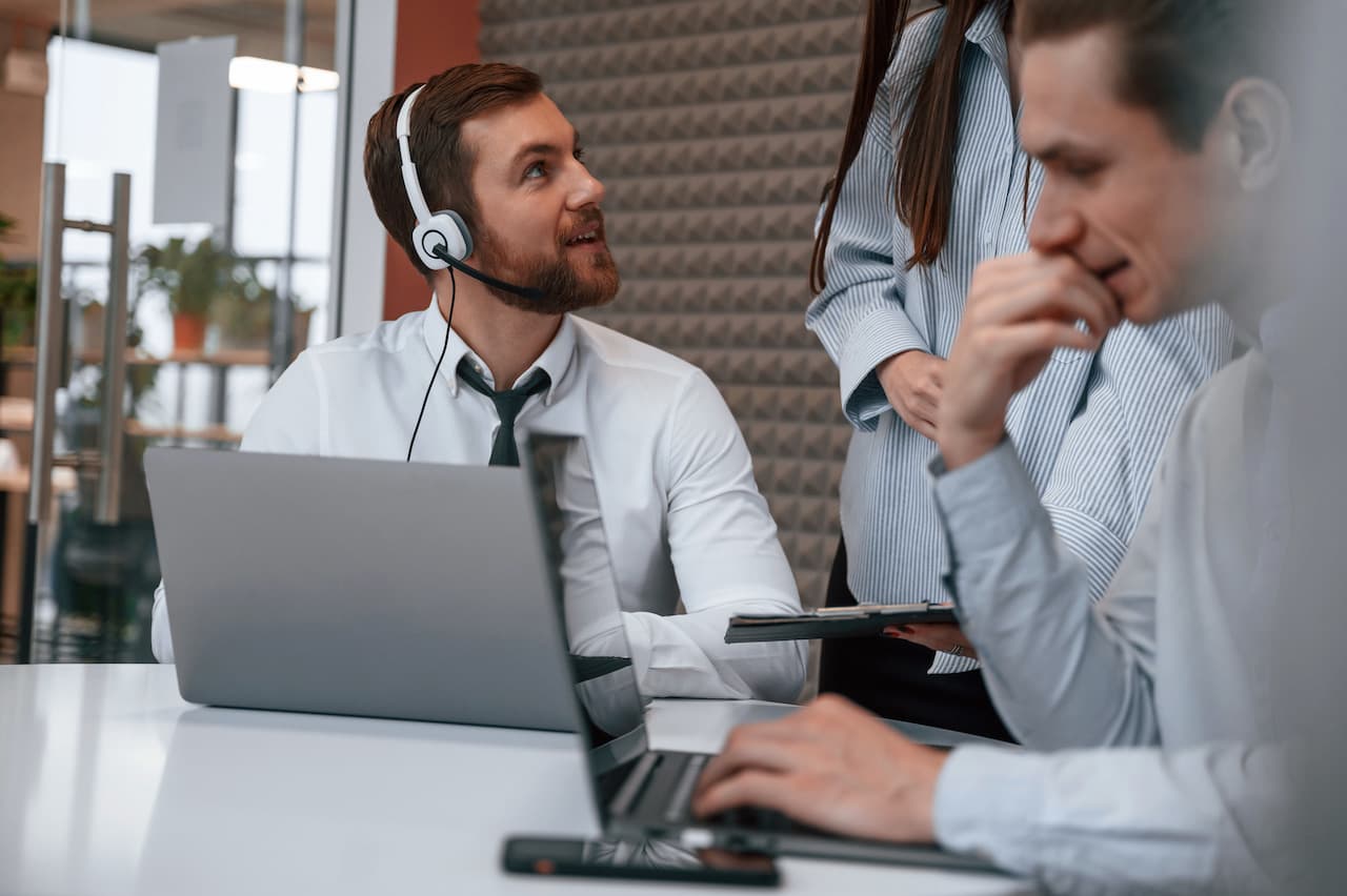 Customer service team discussing