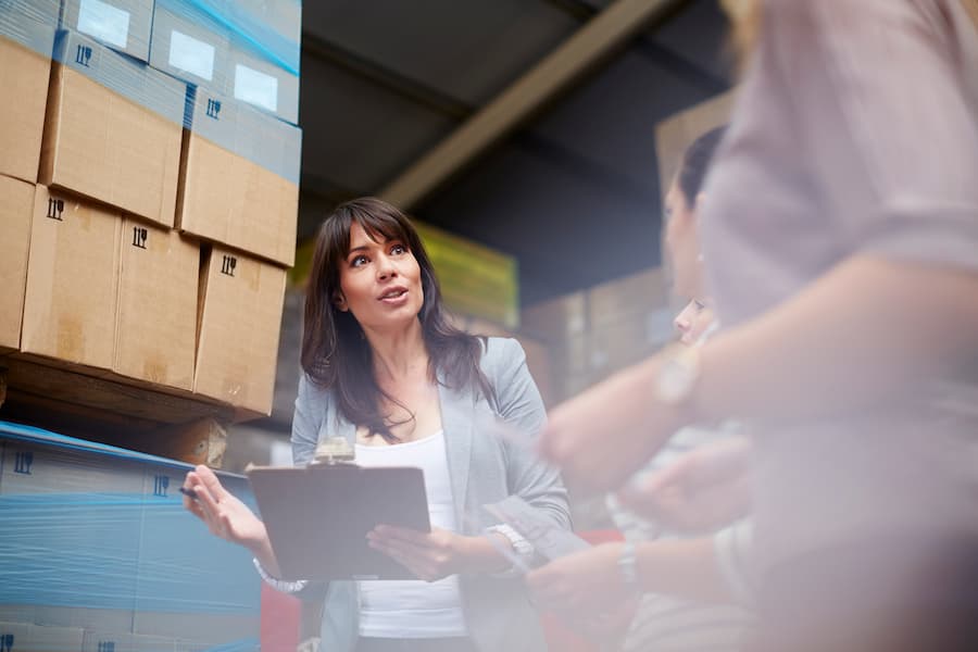 Procurement manager in warehouse