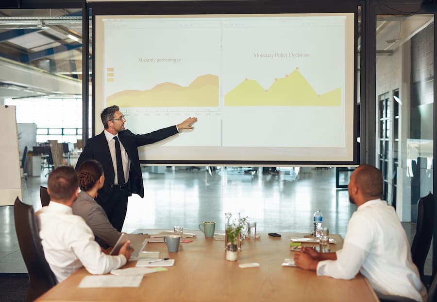 Business and sales presentation in modern office