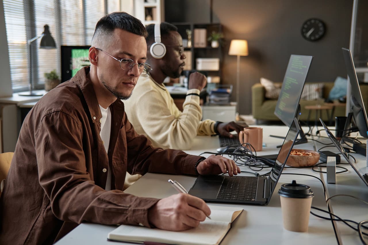 Content writer working at computer